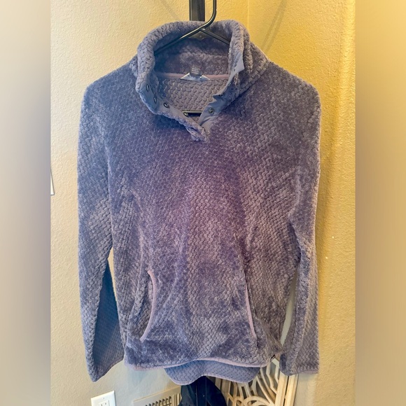 Women’s Eddie Bauer purple fuzzy zip up sweatshirt - Picture 1 of 7